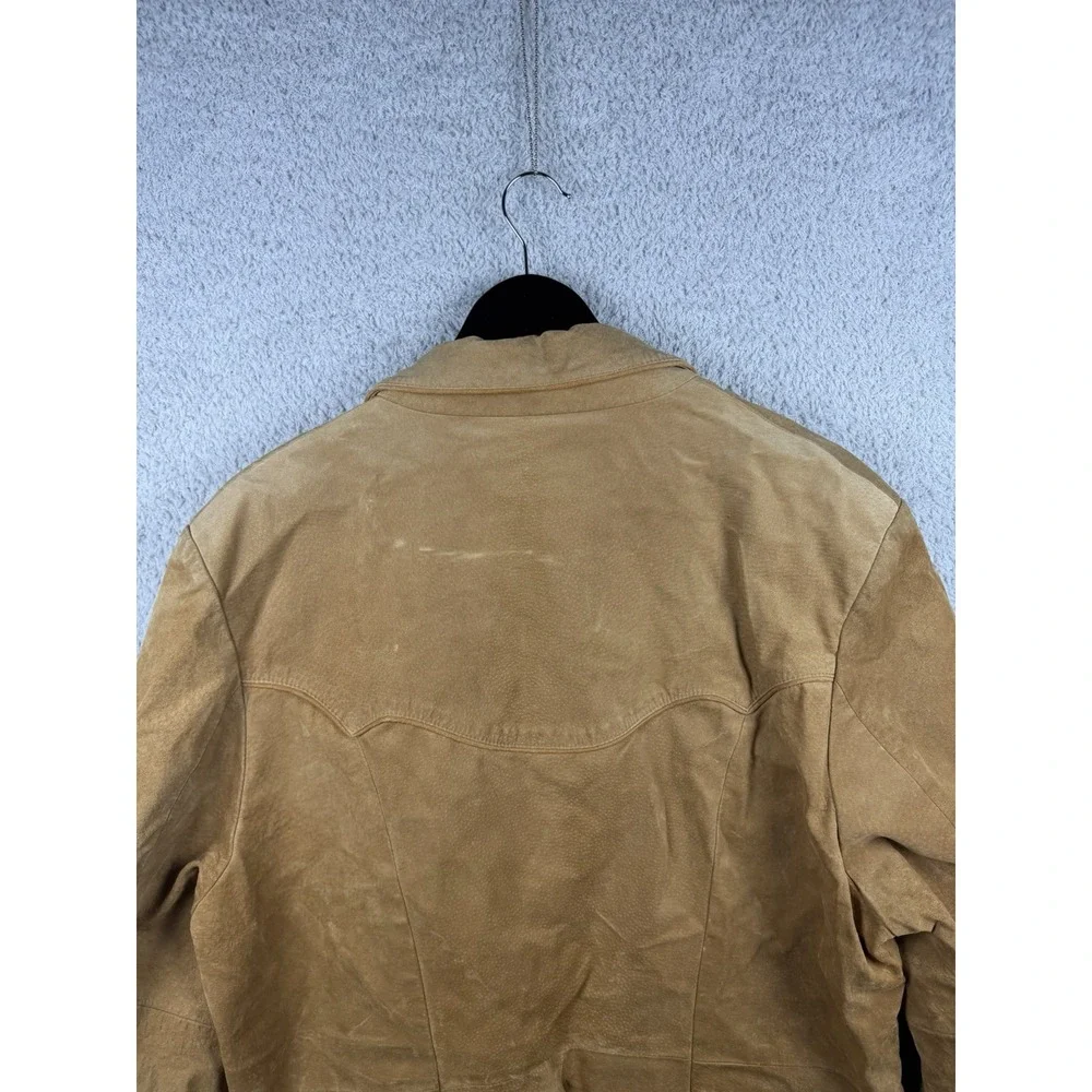 Scully Western Two Button Jacket Leatherwork Brown Suede Blazer Size L